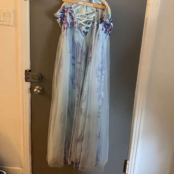 Wedding guest evening prom strapless maxi fairy princess sweetheart sequin dress - Picture 6 of 10